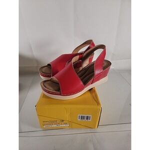 Henry Ferrera Comfort-70 Mid Wedge Slip On Sandals 7.5 Red